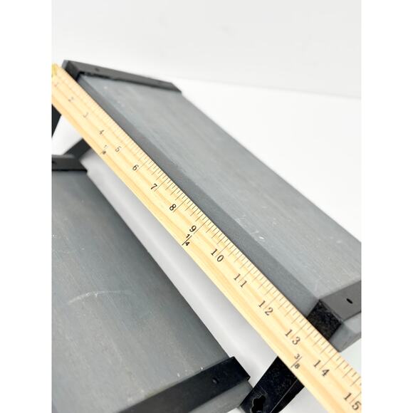 Set of 2 Gray Wood Wall Shelves w/ Black Metal Brackets 13" & 10" - Picture 6 of 7